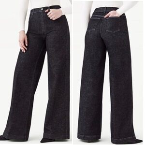 Spanx Wide Leg Pull On Denim Jeans Charcoal Gray Size Small Petite